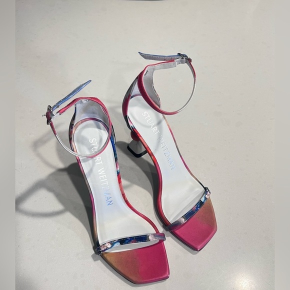 Stuart Weitzman x KidSuper Nudistcurve Womens Leather Heels Sandals Mult… - Picture 4 of 8